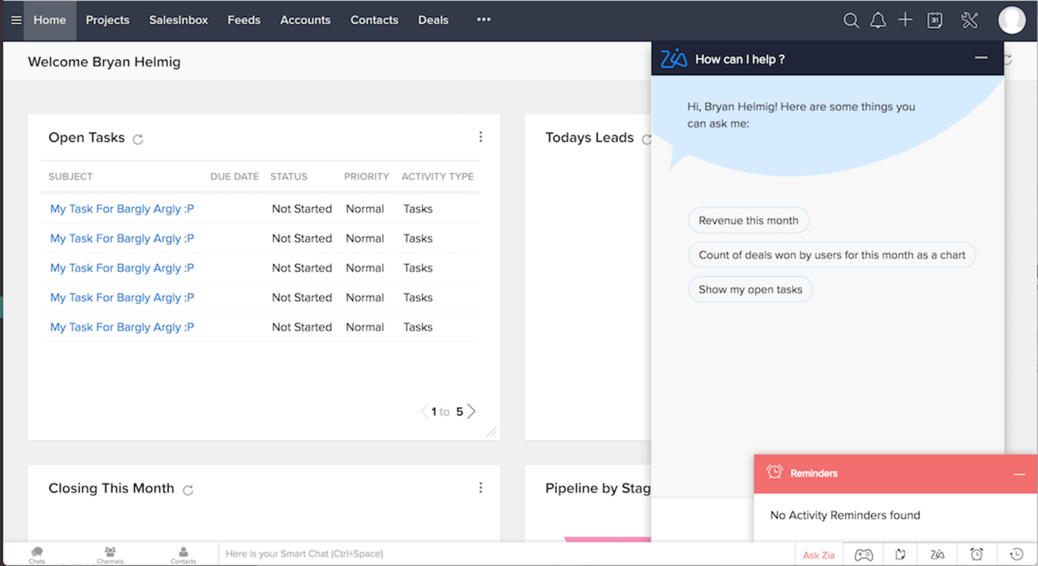 Screenshot showing how integrating Go4Clients with ZohoCRM can help engage every new incoming contact through different mediums